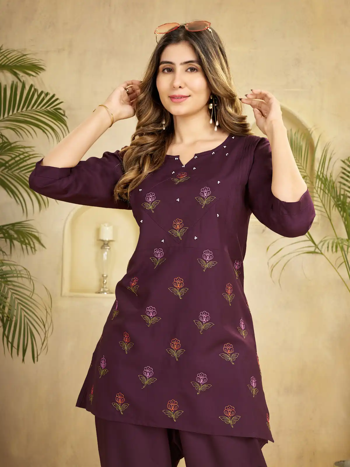DIVA 158 Wine Viscose Rayon Kurti with Embroidery Work & Mirror Work. Wedding, Party, Festive Grab it for ₹1749. Delivery 4-6 Working Days. Shop now. | Kurti, Bollywood Kurti, Creative Kurtis, Designer Kurti, Party Wear Kurti, Selfie Kurti