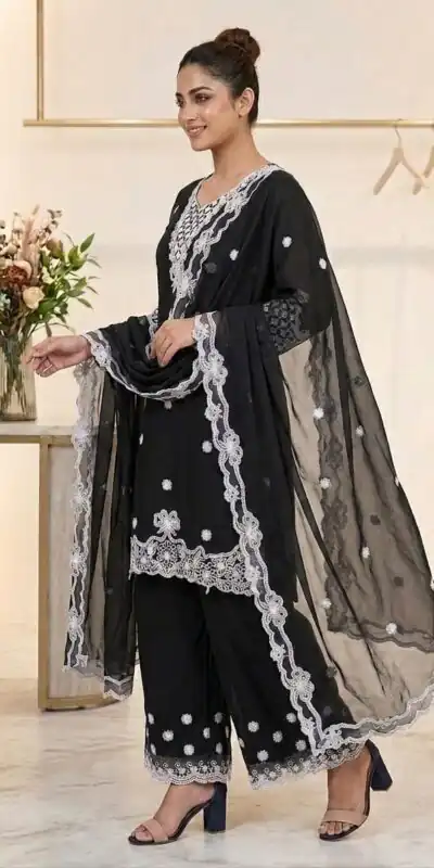 Alternative view of Aglow Black Georgette Embroidery Work Salwar Suit