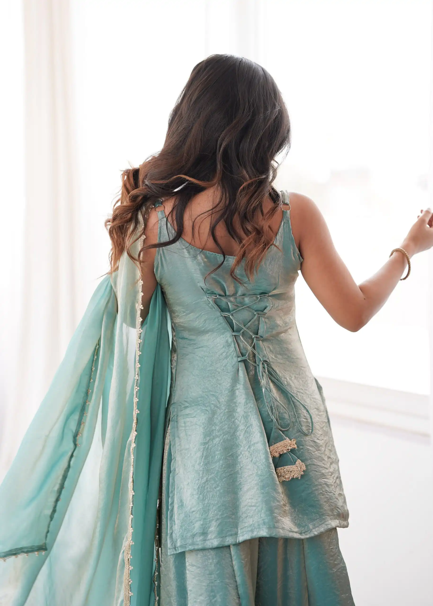 Fancy Sea Green Doremon Crush Embroider Work Salwar Suit - Image 17