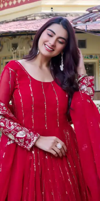 Alternative view of Great Red Fox Georgette Embroidery Sequins Work Gown