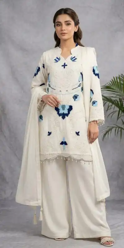 Alternative view of Nice White Soft Organza Embroidery Cut Work Gown