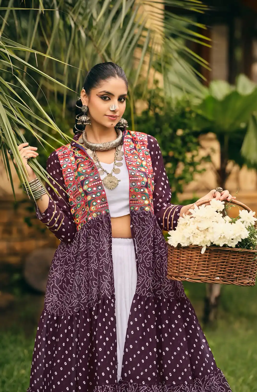 Perfect Wine Faux Georgette Embroider Work Lehenga Choli - Image 2
