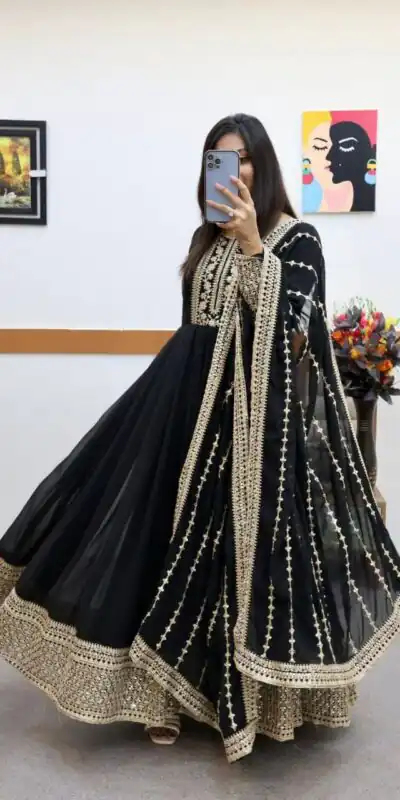 Alternative view of Pretty Black Fox Georgette Sequins Work Gown