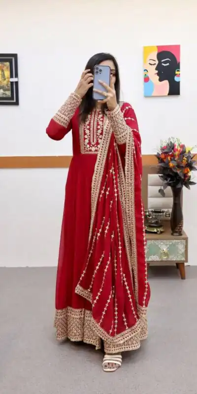 Alternative view of Pretty Red Fox Georgette Sequins Work Gown