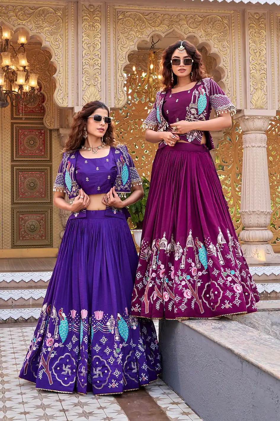 Special Purple Vichitra Embroidery Work Lehenga Choli - Image 5