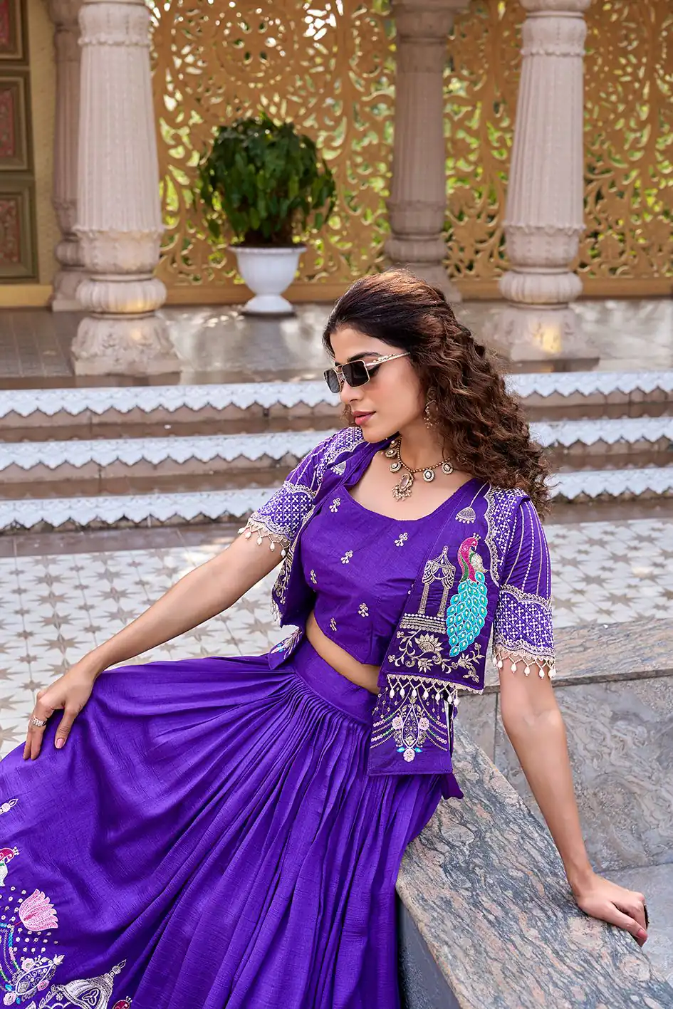 Special Purple Vichitra Embroidery Work Lehenga Choli - Image 4
