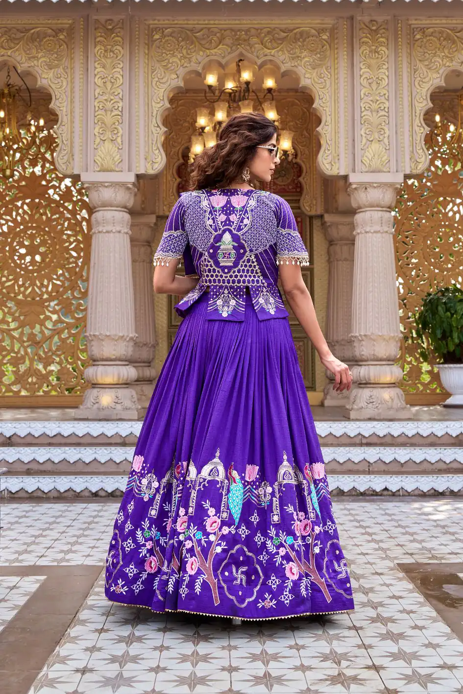 Special Purple Vichitra Embroidery Work Lehenga Choli - Image 3