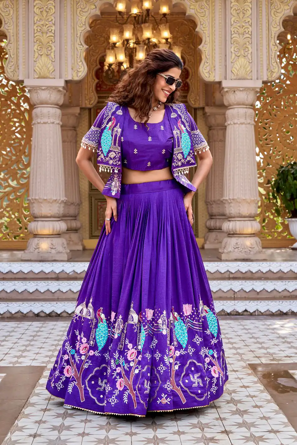 Special Purple Vichitra Embroidery Work Lehenga Choli