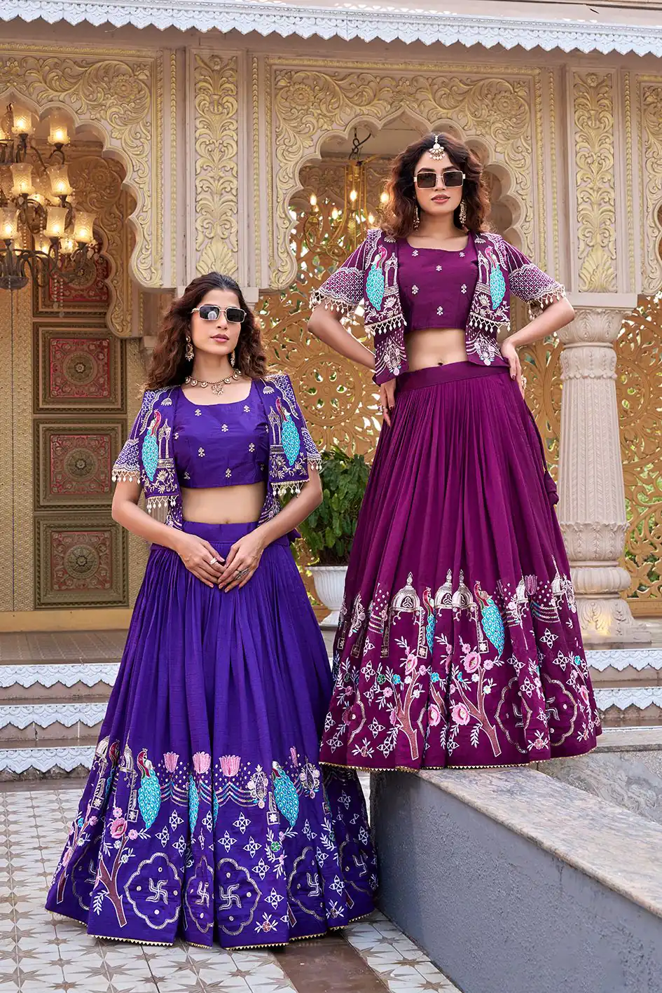 Special Wine Vichitra Embroidery Work Lehenga Choli - Image 5