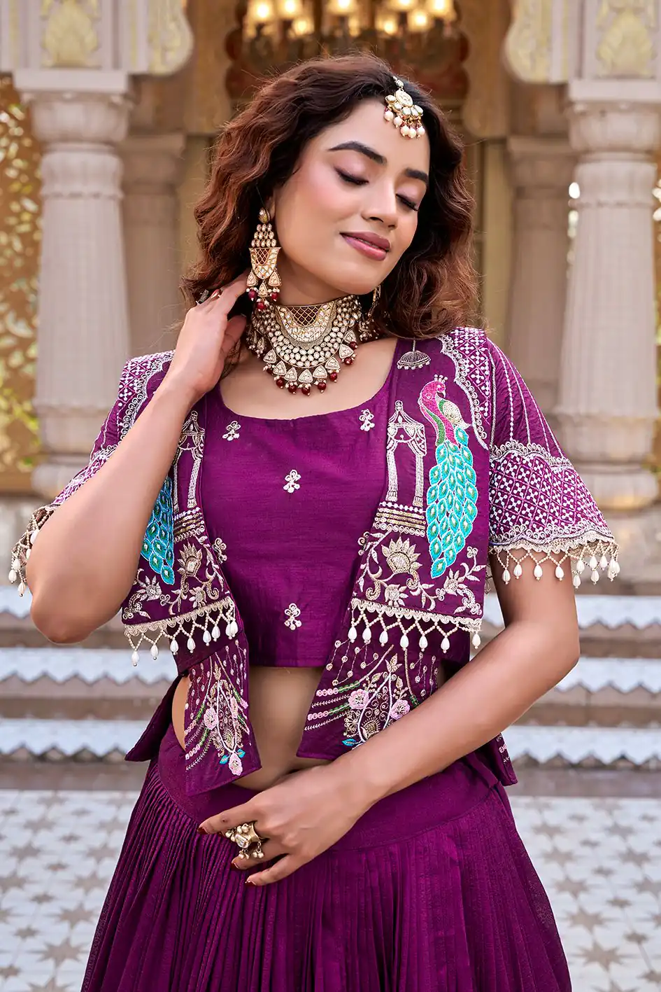 Special Wine Vichitra Embroidery Work Lehenga Choli - Image 2