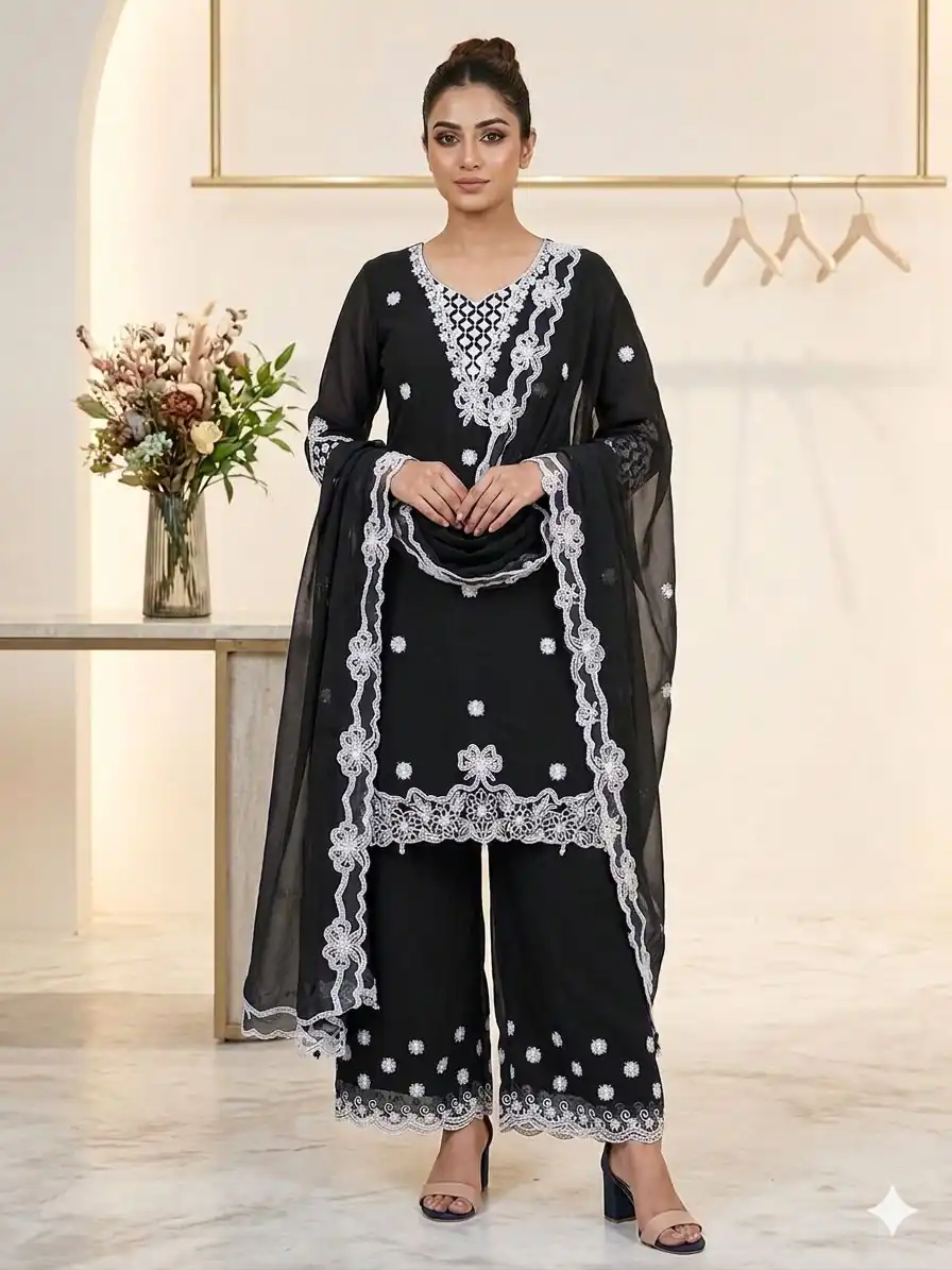 LG 2119 Black in Georgette Work Embroidery Work & Sequins Work Salwar Suit . Grab it for ₹1999. Delivery 4-6 Working Days. Shop now. | Jump Suits, Salwar suit, Designer Suits, Casual Suits, Creative suits, Palazzo Suits, Party Wear Suits, Patiala Suits, Straight Suits