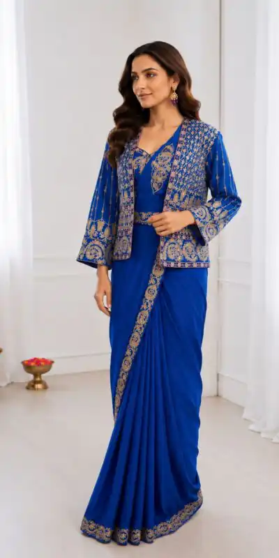 BB 64 Blue Crep Silk Saree with Embroidery Work & Sequins Work. Affordable Price ₹2499. Delivery 4-6 Working Days. Shop now. | Sarees, Bollywood Sarees, Creative Sarees, Designer Sarees, Embroidered Sarees, Ethnic Saree, Modern Digital sarees, Party Wear Sarees