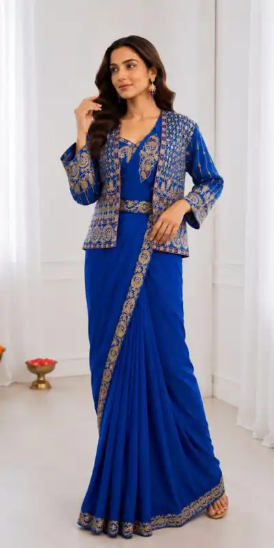 BB 64 Blue Crep Silk Saree with Embroidery Work & Sequins Work. Affordable Price ₹2499. Delivery 4-6 Working Days. Shop now. | Sarees, Bollywood Sarees, Creative Sarees, Designer Sarees, Embroidered Sarees, Ethnic Saree, Modern Digital sarees, Party Wear Sarees