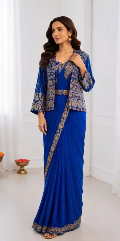 BB 64 Blue Crep Silk Saree with Embroidery Work & Sequins Work. Affordable Price ₹2499. Delivery 4-6 Working Days. Shop now. | Sarees, Bollywood Sarees, Creative Sarees, Designer Sarees, Embroidered Sarees, Ethnic Saree, Modern Digital sarees, Party Wear Sarees