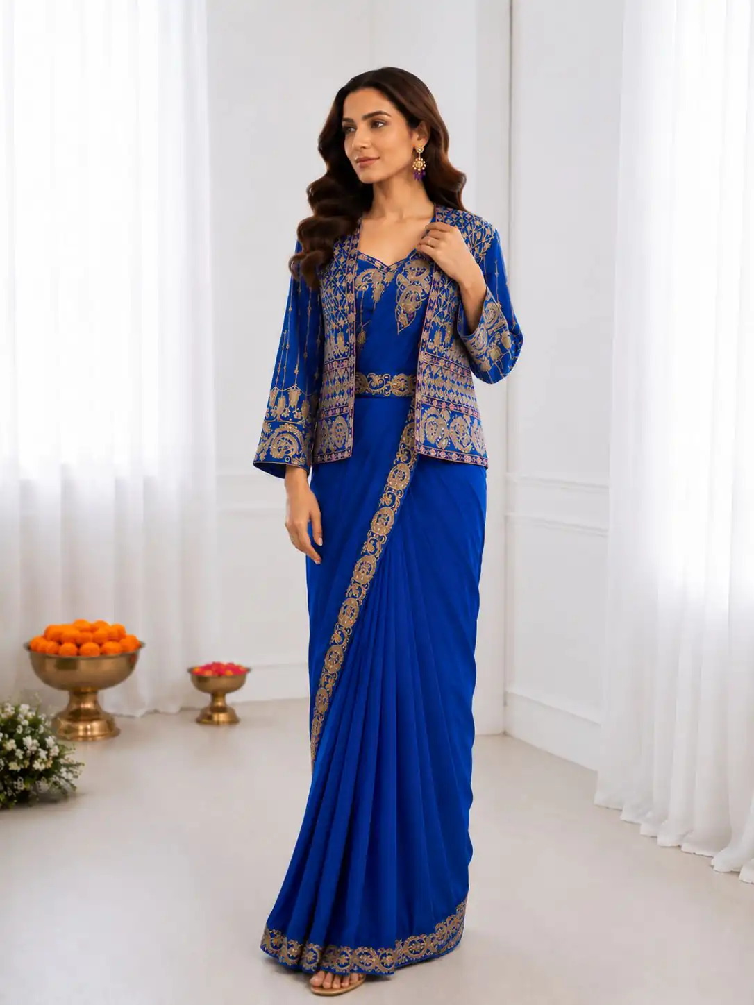 BB 64 Blue Crep Silk Saree with Embroidery Work & Sequins Work. Affordable Price ₹2499. Delivery 4-6 Working Days. Shop now. | Sarees, Bollywood Sarees, Creative Sarees, Designer Sarees, Embroidered Sarees, Ethnic Saree, Modern Digital sarees, Party Wear Sarees