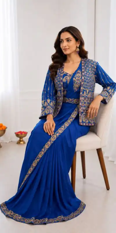 BB 64 Blue Crep Silk Saree with Embroidery Work & Sequins Work. Affordable Price ₹2499. Delivery 4-6 Working Days. Shop now. | Sarees, Bollywood Sarees, Creative Sarees, Designer Sarees, Embroidered Sarees, Ethnic Saree, Modern Digital sarees, Party Wear Sarees
