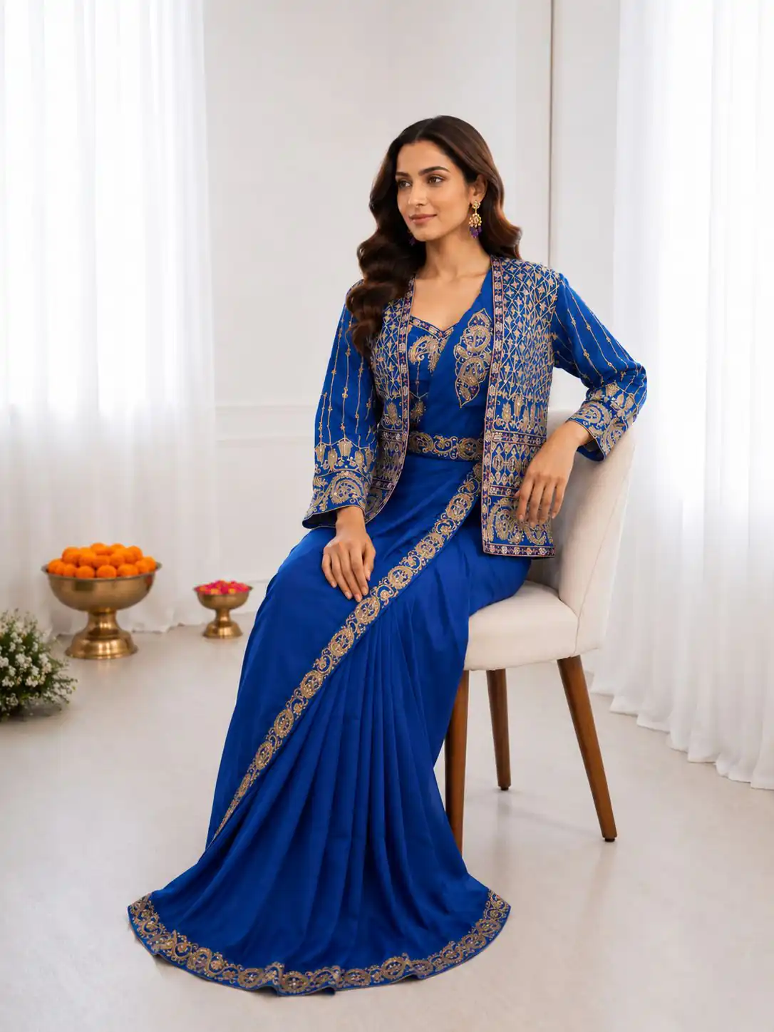 BB 64 Blue Crep Silk Saree with Embroidery Work & Sequins Work. Affordable Price ₹2499. Delivery 4-6 Working Days. Shop now. | Sarees, Bollywood Sarees, Creative Sarees, Designer Sarees, Embroidered Sarees, Ethnic Saree, Modern Digital sarees, Party Wear Sarees