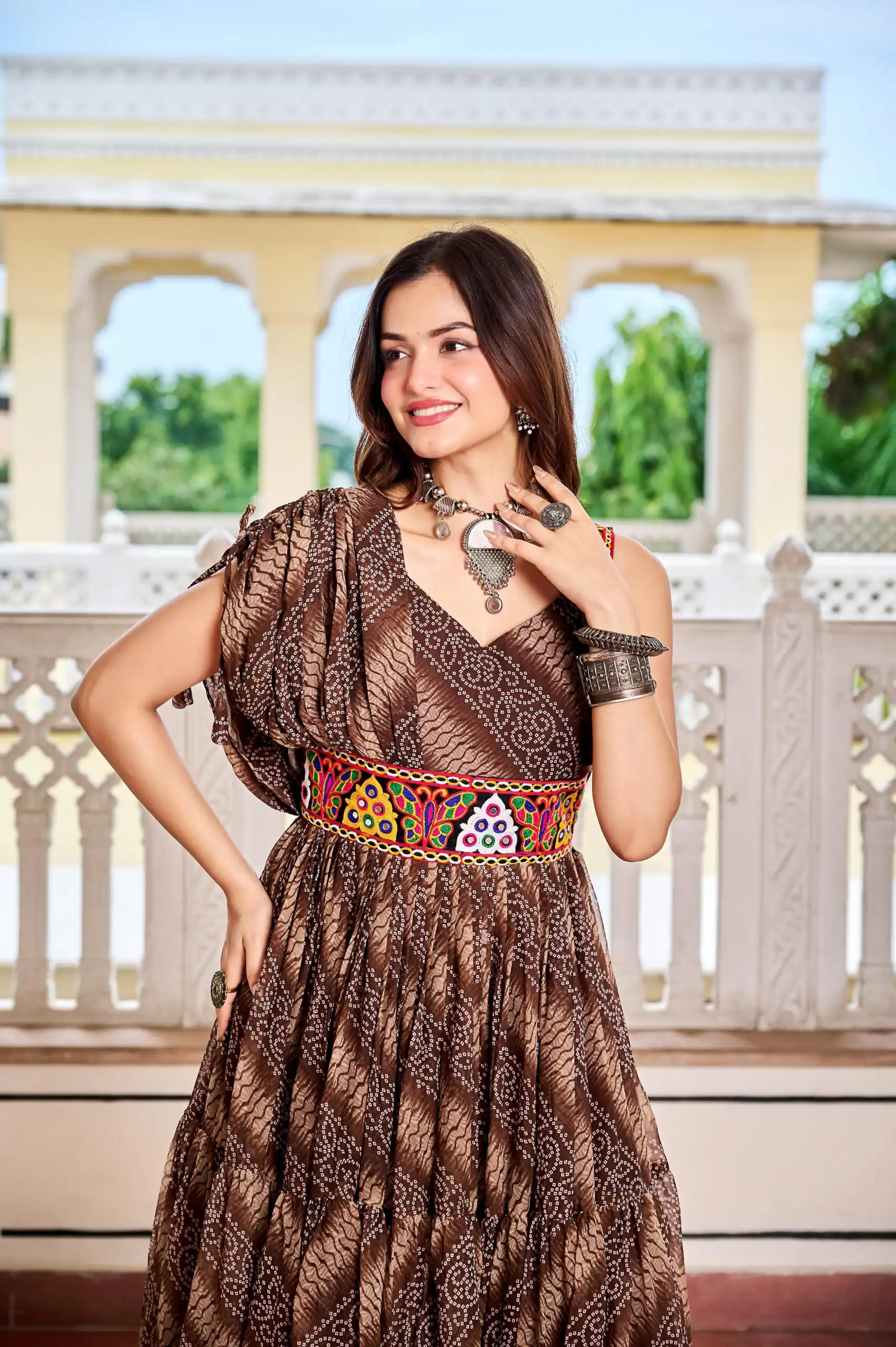 Ram 136 Brown Color | Red Faux Georgette Gown with Mirror Work. Get it for ₹1999. Delivery 4-6 Working Days. Online Shop now. | Gowns, Bollywood Gowns, Creative Gowns, Designer Gowns, Embroidered Gowns, Party Wear Gowns