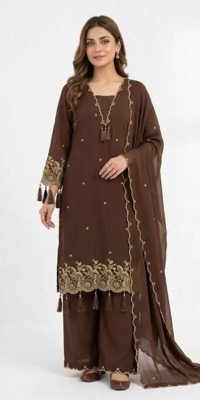 BE 481 Brown | Brown Rayon Salwar Suit with Embroidery Work & Lace Work. Affordable Price ₹1999. Delivery 4-6 Working Days. Shop now. | Jump Suits, Salwar suit, Designer Suits, Casual Suits, Creative suits, Palazzo Suits, Party Wear Suits, Patiala Suits, Straight Suits