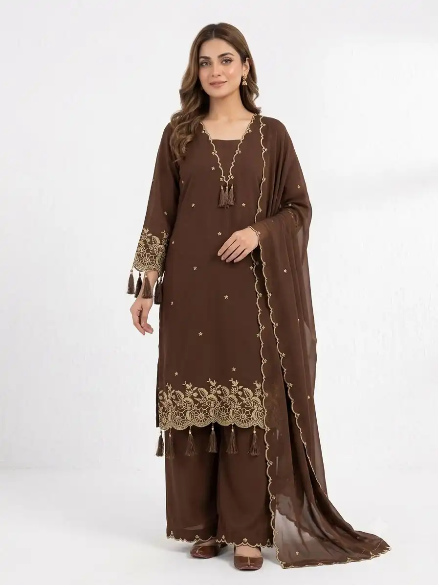 BE 481 Brown | Brown Rayon Salwar Suit with Embroidery Work & Lace Work. Affordable Price ₹1999. Delivery 4-6 Working Days. Shop now. | Jump Suits, Salwar suit, Designer Suits, Casual Suits, Creative suits, Palazzo Suits, Party Wear Suits, Patiala Suits, Straight Suits