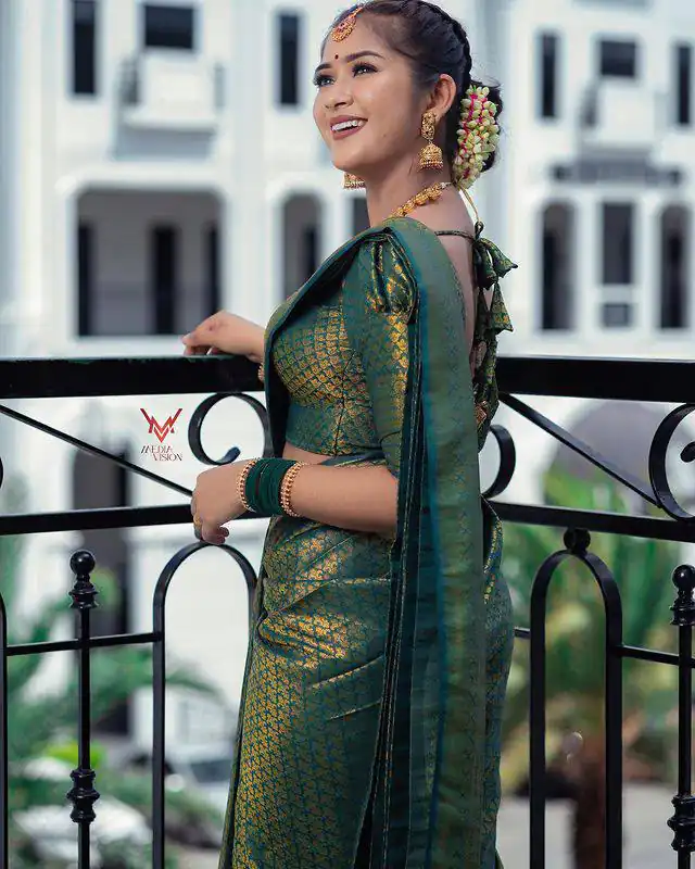 KPR 153 Green Color Soft Lichi Silk Saree with Jacquard Work. Best Price ₹1349. Delivery 4-6 Working Days. Online Shop now. | Sarees, Bollywood Sarees, Creative Sarees, Designer Sarees, Embroidered Sarees, Ethnic Saree, Modern Digital sarees, Party Wear Sarees