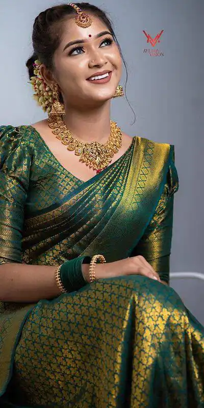 KPR 153 Green Color Soft Lichi Silk Saree with Jacquard Work. Best Price ₹1349. Delivery 4-6 Working Days. Online Shop now. | Sarees, Bollywood Sarees, Creative Sarees, Designer Sarees, Embroidered Sarees, Ethnic Saree, Modern Digital sarees, Party Wear Sarees
