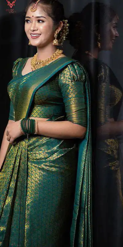 KPR 153 Green Color Soft Lichi Silk Saree with Jacquard Work. Best Price ₹1349. Delivery 4-6 Working Days. Online Shop now. | Sarees, Bollywood Sarees, Creative Sarees, Designer Sarees, Embroidered Sarees, Ethnic Saree, Modern Digital sarees, Party Wear Sarees