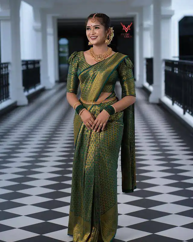 KPR 153 Green Color Soft Lichi Silk Saree with Jacquard Work. Best Price ₹1349. Delivery 4-6 Working Days. Online Shop now. | Sarees, Bollywood Sarees, Creative Sarees, Designer Sarees, Embroidered Sarees, Ethnic Saree, Modern Digital sarees, Party Wear Sarees