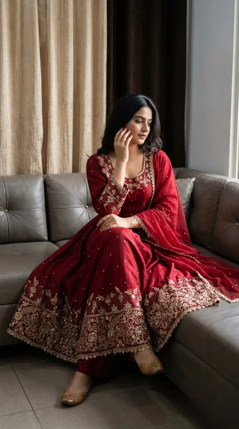SR 1719 Maroon Faux Georgette Gown Perfect for Wedding, Party, Raksha Bandhan, Temple Visit, Onam – . Get it for ₹2149. Delivery 4-6 Working Days. Shop now | Gowns, Bollywood Gowns, Creative Gowns, Designer Gowns, Embroidered Gowns, Party Wear Gowns