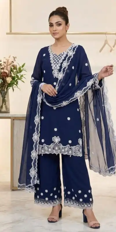LG 2119 Navy Blue in Georgette Work Embroidery Work & Sequins Work Salwar Suit . Grab it for ₹1999. Delivery 4-6 Working Days. Shop now. | Jump Suits, Salwar suit, Designer Suits, Casual Suits, Creative suits, Palazzo Suits, Party Wear Suits, Patiala Suits, Straight Suits