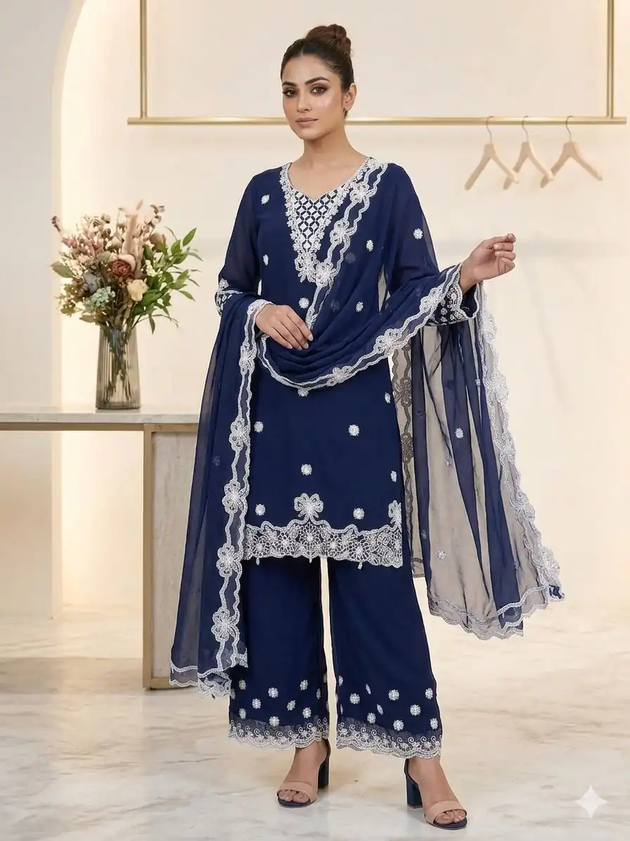 LG 2119 Navy Blue in Georgette Work Embroidery Work & Sequins Work Salwar Suit . Grab it for ₹1999. Delivery 4-6 Working Days. Shop now. | Jump Suits, Salwar suit, Designer Suits, Casual Suits, Creative suits, Palazzo Suits, Party Wear Suits, Patiala Suits, Straight Suits