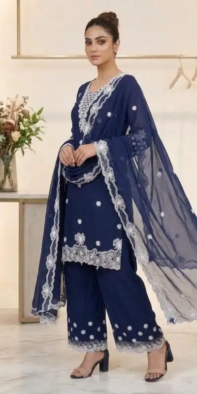 LG 2119 Navy Blue in Georgette Work Embroidery Work & Sequins Work Salwar Suit . Grab it for ₹1999. Delivery 4-6 Working Days. Shop now. | Jump Suits, Salwar suit, Designer Suits, Casual Suits, Creative suits, Palazzo Suits, Party Wear Suits, Patiala Suits, Straight Suits