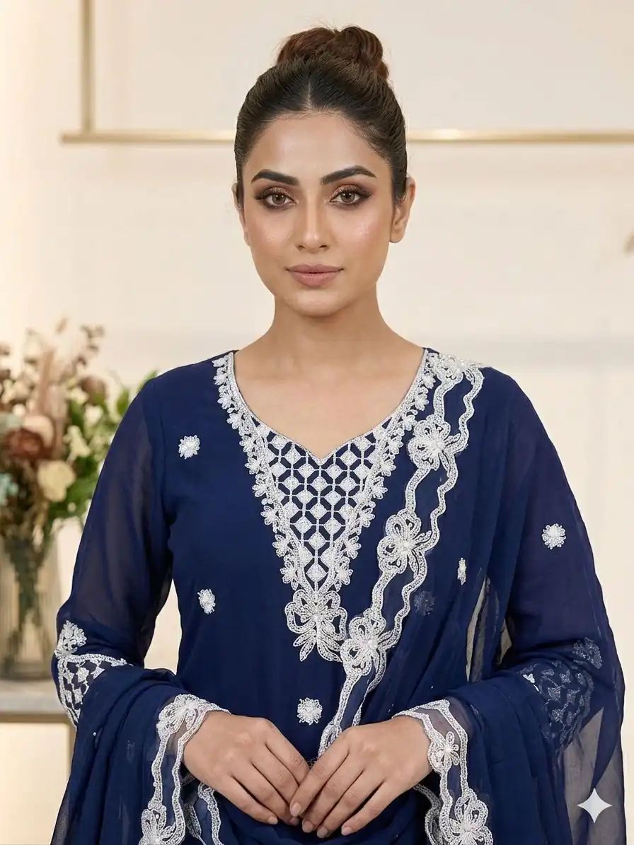 LG 2119 Navy Blue in Georgette Work Embroidery Work & Sequins Work Salwar Suit . Grab it for ₹1999. Delivery 4-6 Working Days. Shop now. | Jump Suits, Salwar suit, Designer Suits, Casual Suits, Creative suits, Palazzo Suits, Party Wear Suits, Patiala Suits, Straight Suits