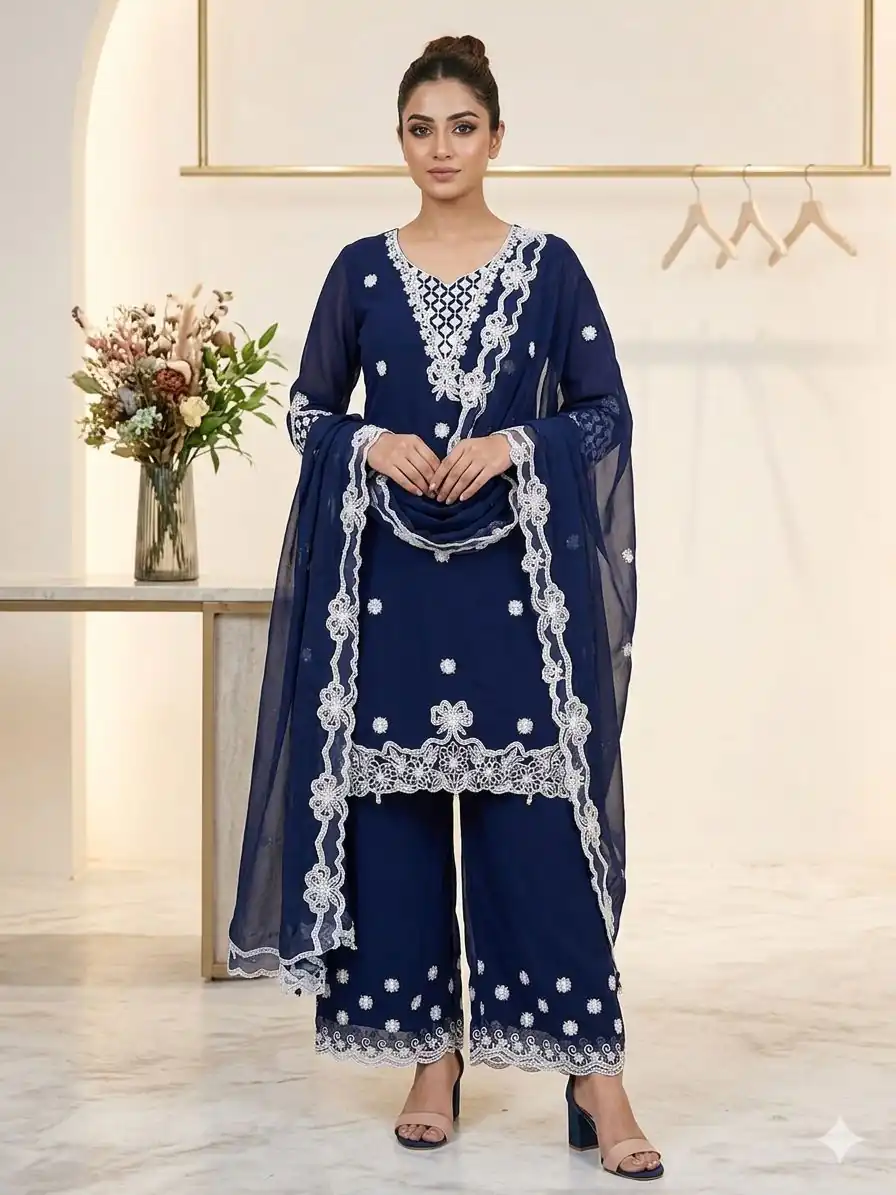 LG 2119 Navy Blue in Georgette Work Embroidery Work & Sequins Work Salwar Suit . Grab it for ₹1999. Delivery 4-6 Working Days. Shop now. | Jump Suits, Salwar suit, Designer Suits, Casual Suits, Creative suits, Palazzo Suits, Party Wear Suits, Patiala Suits, Straight Suits