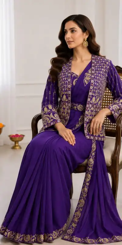 BB 64 Blue Purple Silk Saree with Embroidery Work & Sequins Work. Affordable Price ₹2499. Delivery 4-6 Working Days. Shop now. | Sarees, Bollywood Sarees, Creative Sarees, Designer Sarees, Embroidered Sarees, Ethnic Saree, Modern Digital sarees, Party Wear Sarees
