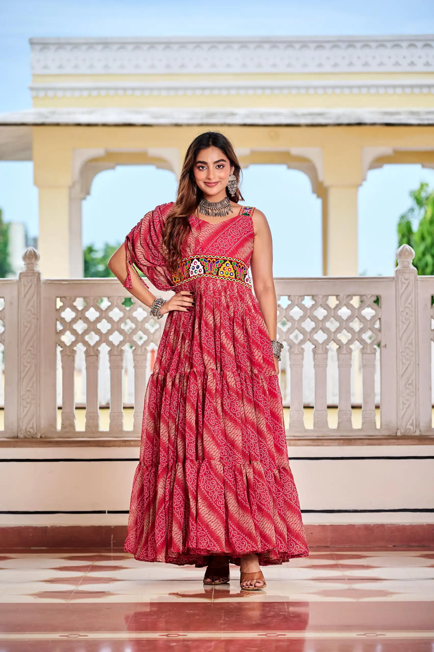 Ram 136 Red Color | Red Faux Georgette Gown with Mirror Work. Get it for ₹1999. Delivery 4-6 Working Days. Online Shop now. | Gowns, Bollywood Gowns, Creative Gowns, Designer Gowns, Embroidered Gowns, Party Wear Gowns