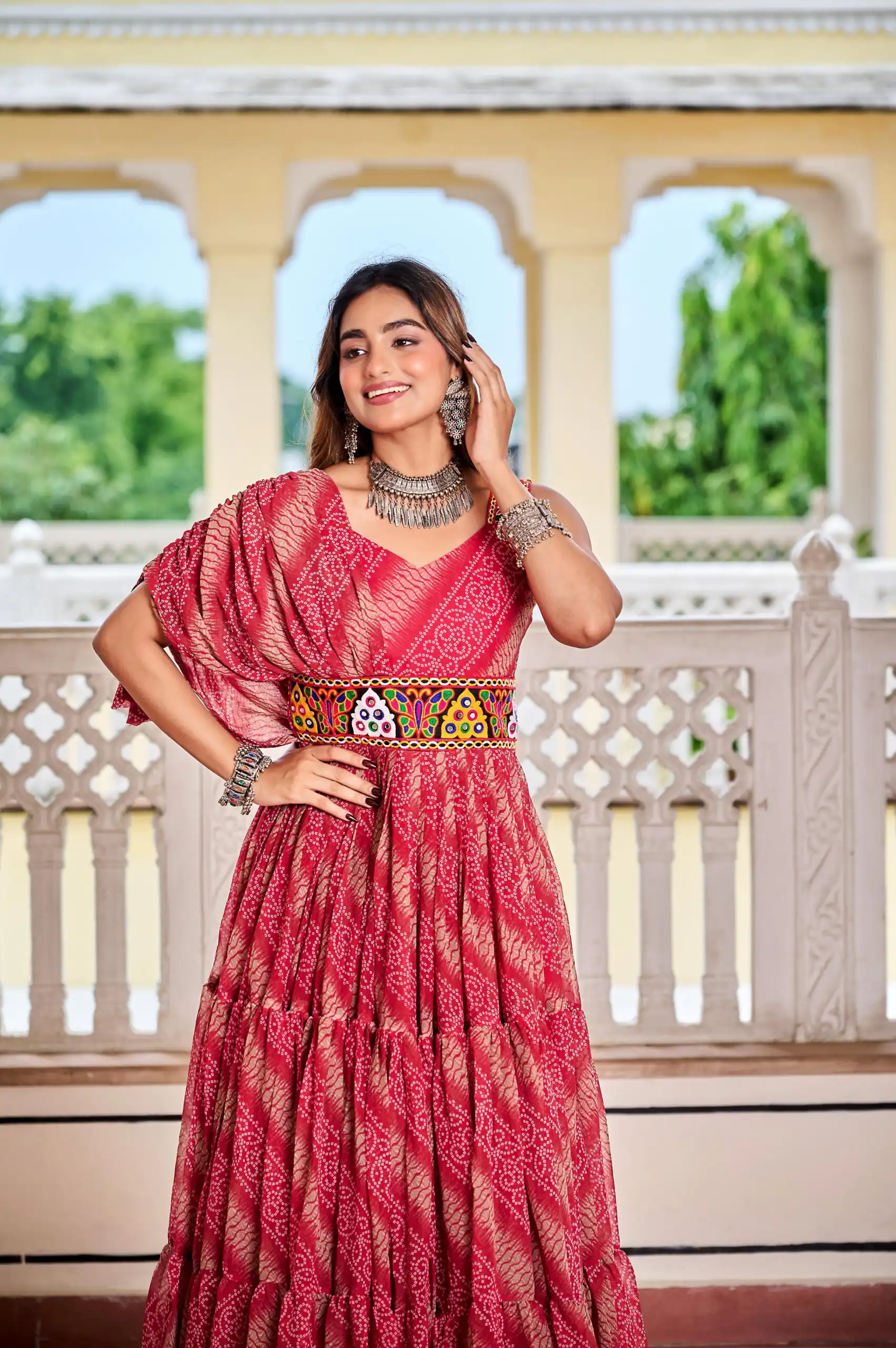 Ram 136 Red Color | Red Faux Georgette Gown with Mirror Work. Get it for ₹1999. Delivery 4-6 Working Days. Online Shop now. | Gowns, Bollywood Gowns, Creative Gowns, Designer Gowns, Embroidered Gowns, Party Wear Gowns