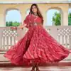 Ram 136 Red Color | Red Faux Georgette Gown with Mirror Work. Get it for ₹1999. Delivery 4-6 Working Days. Online Shop now. | Gowns, Bollywood Gowns, Creative Gowns, Designer Gowns, Embroidered Gowns, Party Wear Gowns