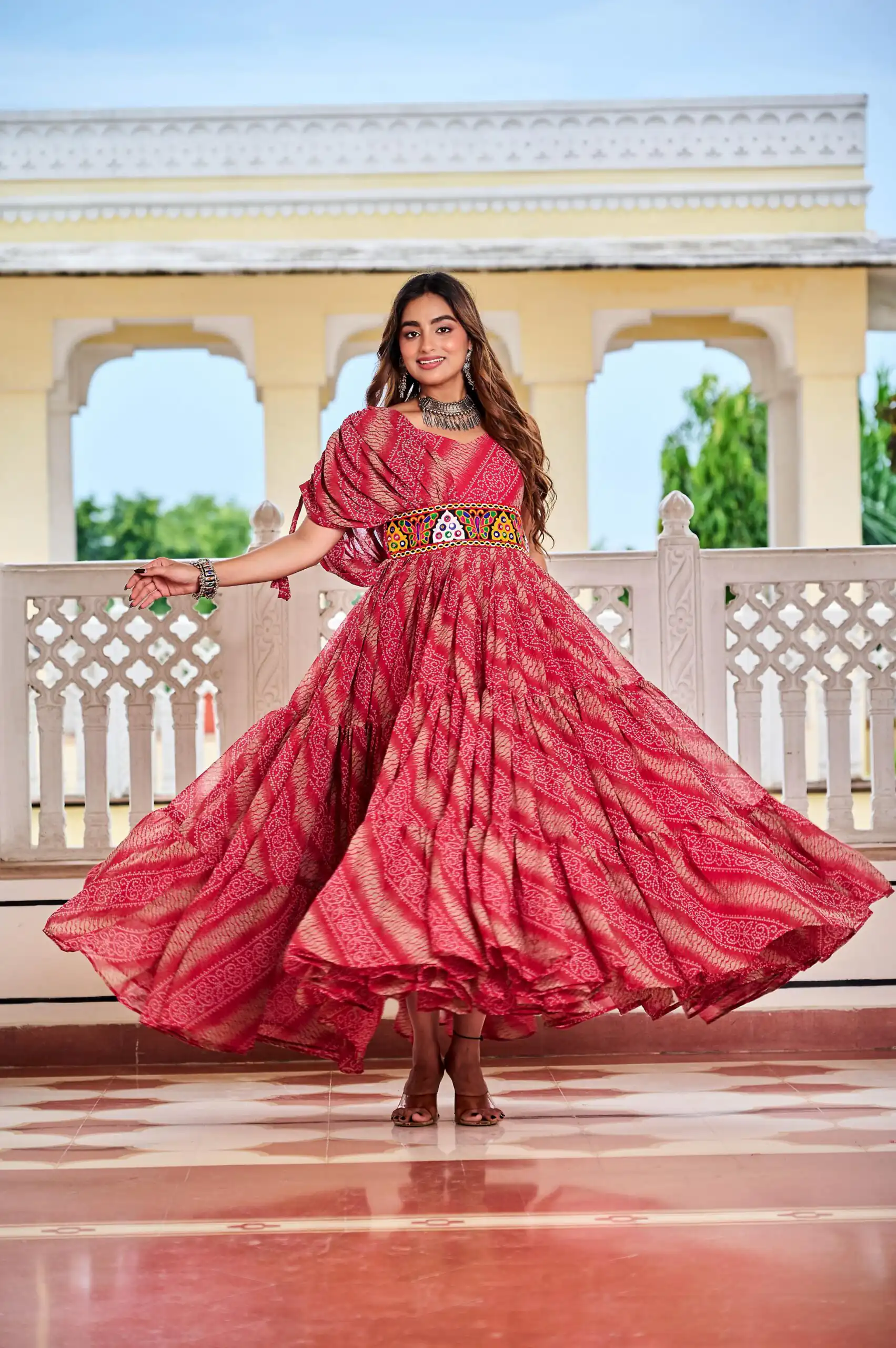 Ram 136 Red Color | Red Faux Georgette Gown with Mirror Work. Get it for ₹1999. Delivery 4-6 Working Days. Online Shop now. | Gowns, Bollywood Gowns, Creative Gowns, Designer Gowns, Embroidered Gowns, Party Wear Gowns