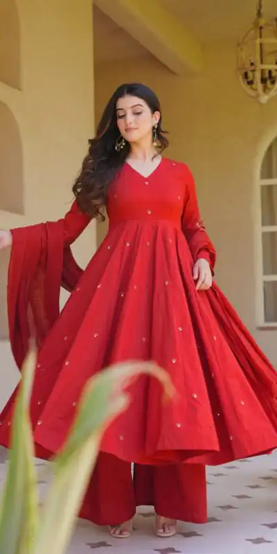 NF 1292 Red Perfect for Wedding, Party, Temple Visit, Makar Sankranti, Housewarming – Affordable Price ₹2399. Delivery 4-6 Work | Anarkali Suits, Bollywood Anarkali, Creative-Anarkali, Designer Anarkali, Embroidered Anarkali, Party Wear Anarkali, Salwar suit