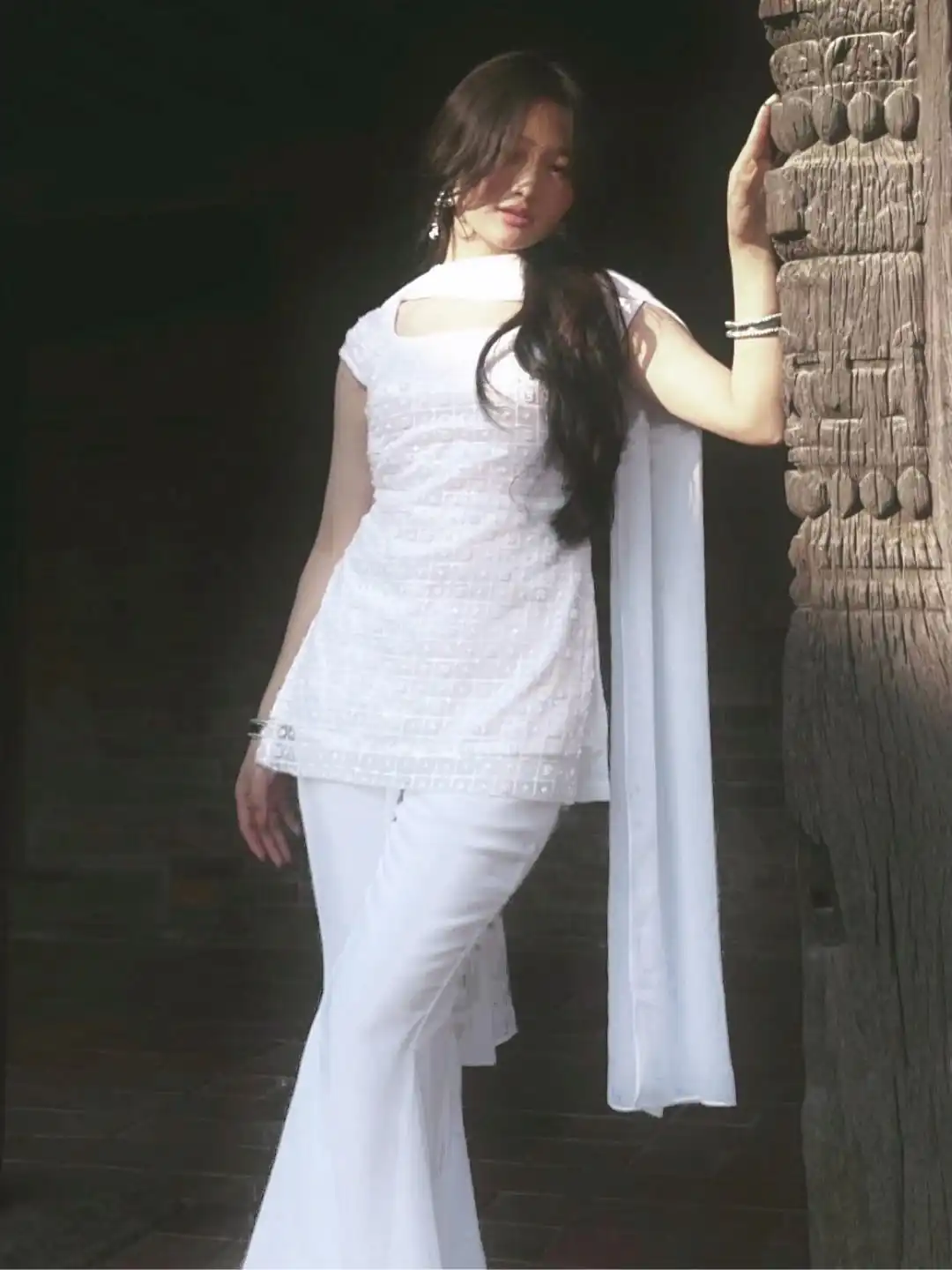 KD 1597 White Faux Georgette Lining: Soft Micro Inner with Sequins Work. Available at ₹999 only. Delivery 4-6 Working Days. Shop now. | Jump Suits, Salwar suit, Designer Suits, Casual Suits, Creative suits, Palazzo Suits, Party Wear Suits, Patiala Suits, Straight Suits