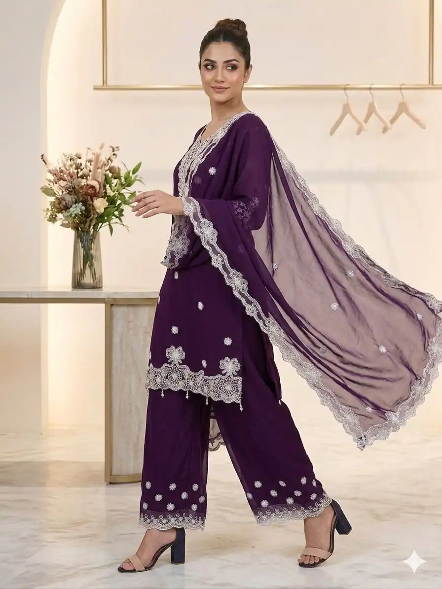 LG 2119 Wine in Georgette Work Embroidery Work & Sequins Work Salwar Suit . Grab it for ₹1999. Delivery 4-6 Working Days. Shop now. | Jump Suits, Salwar suit, Designer Suits, Casual Suits, Creative suits, Palazzo Suits, Party Wear Suits, Patiala Suits, Straight Suits