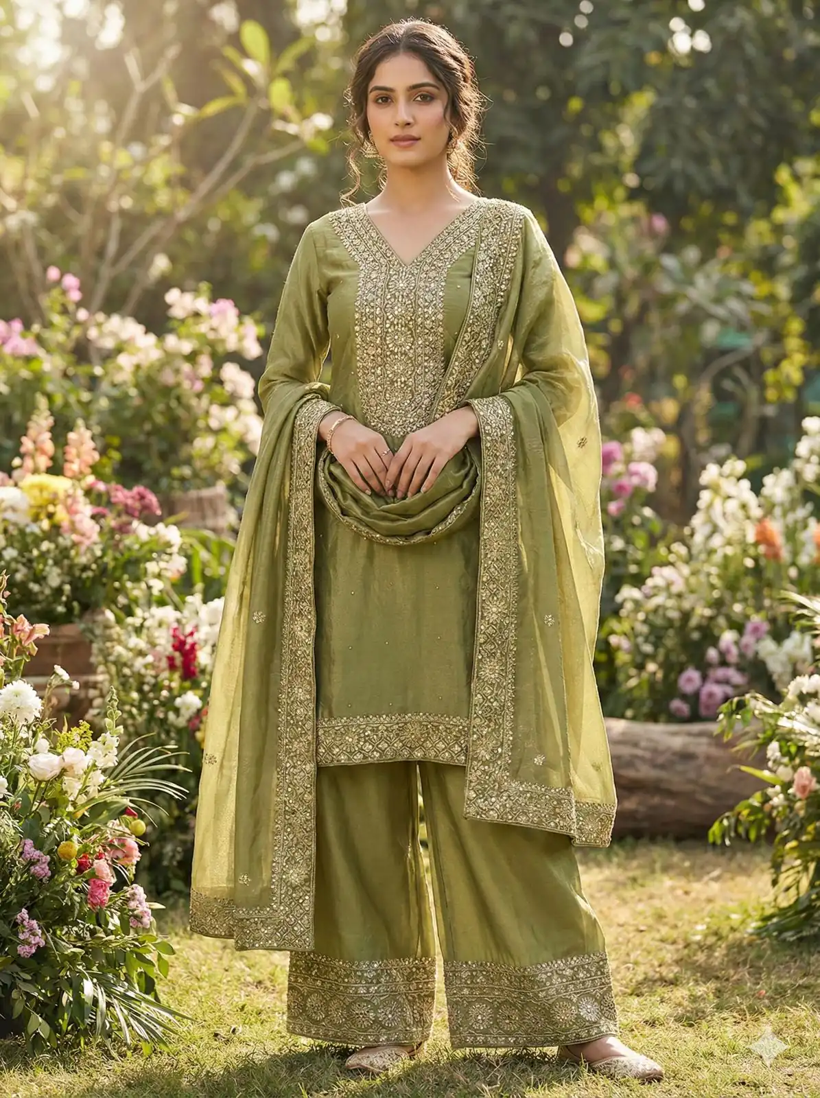 JF 040 Mehandi Fendy Silk Salwar Suitwith Embroidery Work & Lace Work. Now at just ₹2049. Delivery 4-6 Working Days. Shop now. | Jump Suits, Salwar suit, Designer Suits, Casual Suits, Creative suits, Palazzo Suits, Party Wear Suits, Patiala Suits, Straight Suits