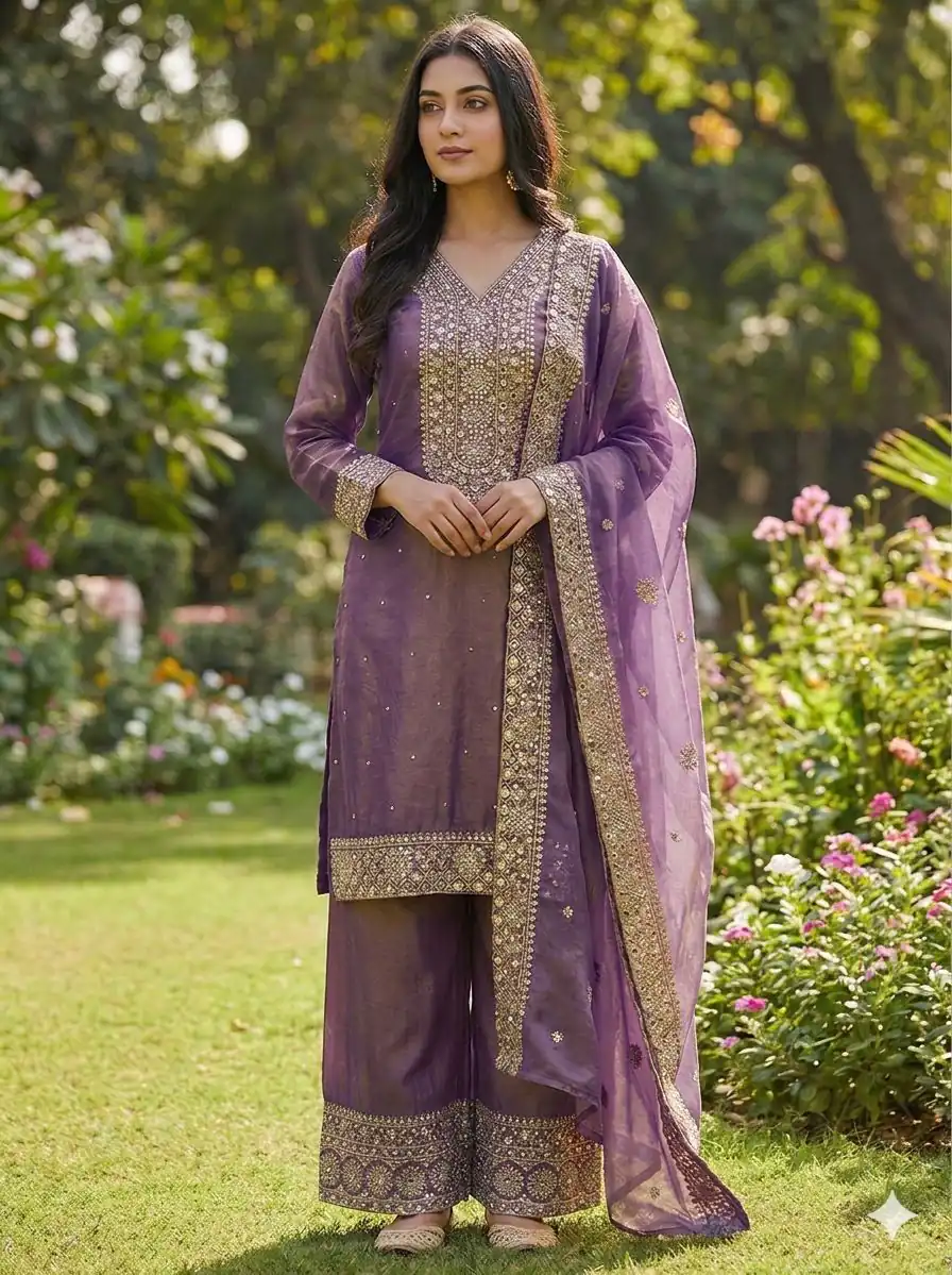JF 040 Purple Fendy Silk Salwar Suitwith Embroidery Work & Lace Work. Now at just ₹2049. Delivery 4-6 Working Days. Shop now. | Jump Suits, Salwar suit, Designer Suits, Casual Suits, Creative suits, Palazzo Suits, Party Wear Suits, Patiala Suits, Straight Suits