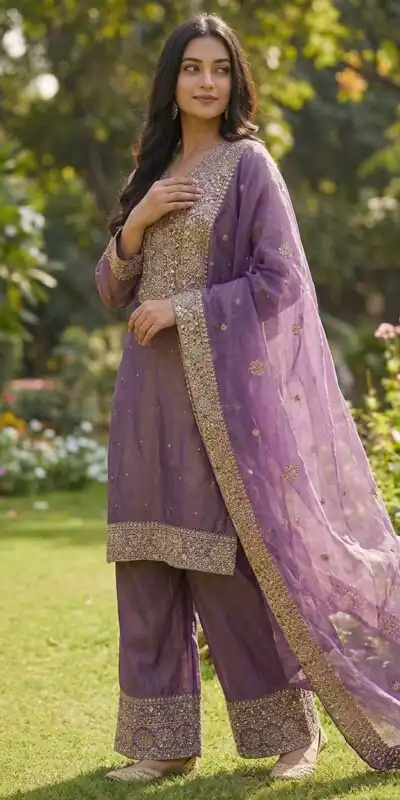 JF 040 Purple Fendy Silk Salwar Suitwith Embroidery Work & Lace Work. Now at just ₹2049. Delivery 4-6 Working Days. Shop now. | Jump Suits, Salwar suit, Designer Suits, Casual Suits, Creative suits, Palazzo Suits, Party Wear Suits, Patiala Suits, Straight Suits