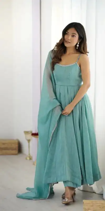KB 287 Sky Blue Crunchy Silk Salwar Suit Perfect for Wedding, Party, Onam, Housewarming, Karwa Chauth – . Get it for ₹1999. Delivery 4-6 Working Days. | Anarkali Suits, Bollywood Anarkali, Creative-Anarkali, Designer Anarkali, Embroidered Anarkali, Party Wear Anarkali