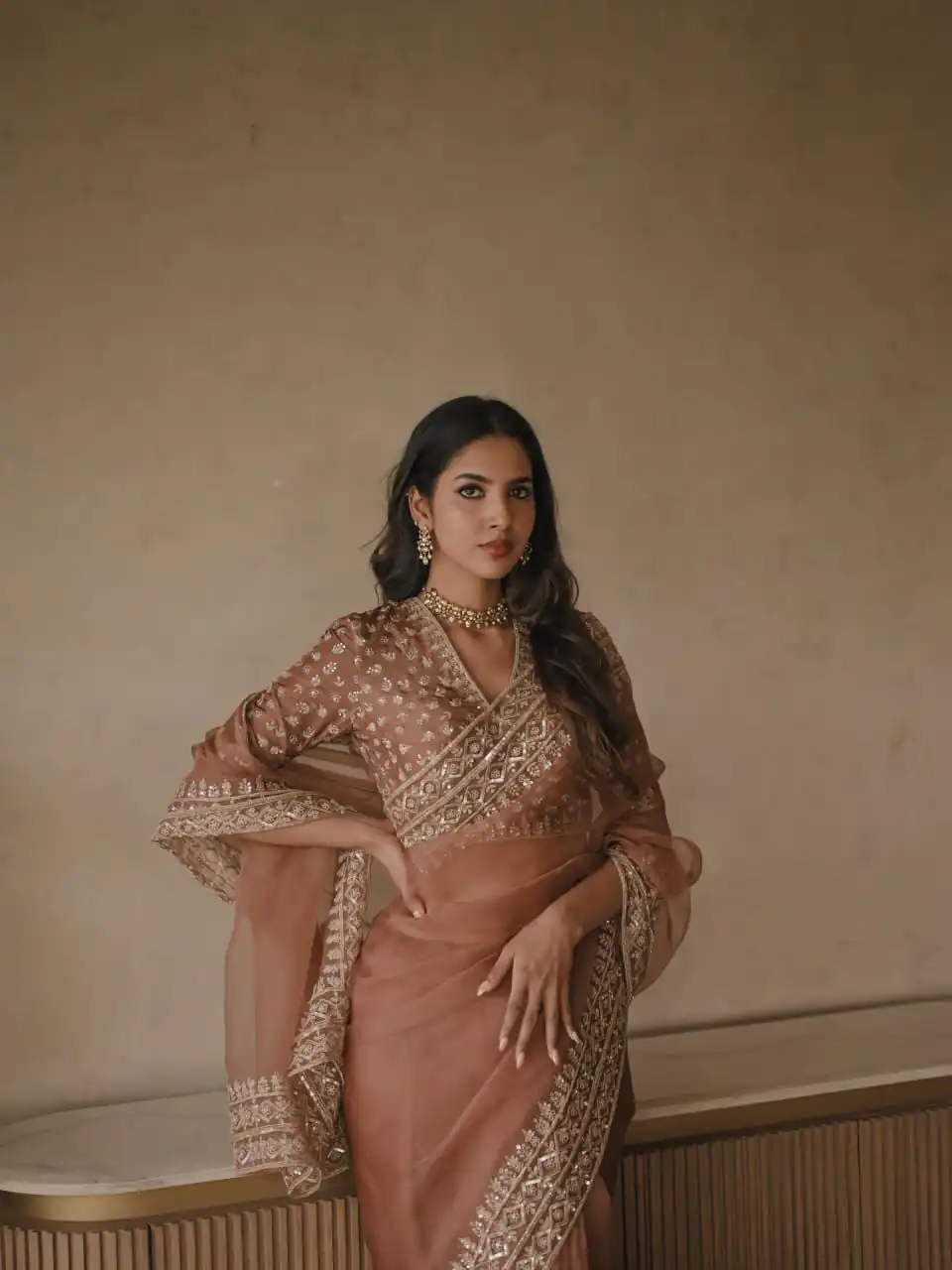 KD 632 Light Brown Soft Tebby Silk Saree. Perfect for Wedding, Party, Onam, Family Gatherings, Mehendi – Festive Deal ₹2099. Delivery 4-6 Working Days | Sarees, Bollywood Sarees, Creative Sarees, Designer Sarees, Embroidered Sarees, Ethnic Saree, Modern Digital sarees, Party Wear Sarees