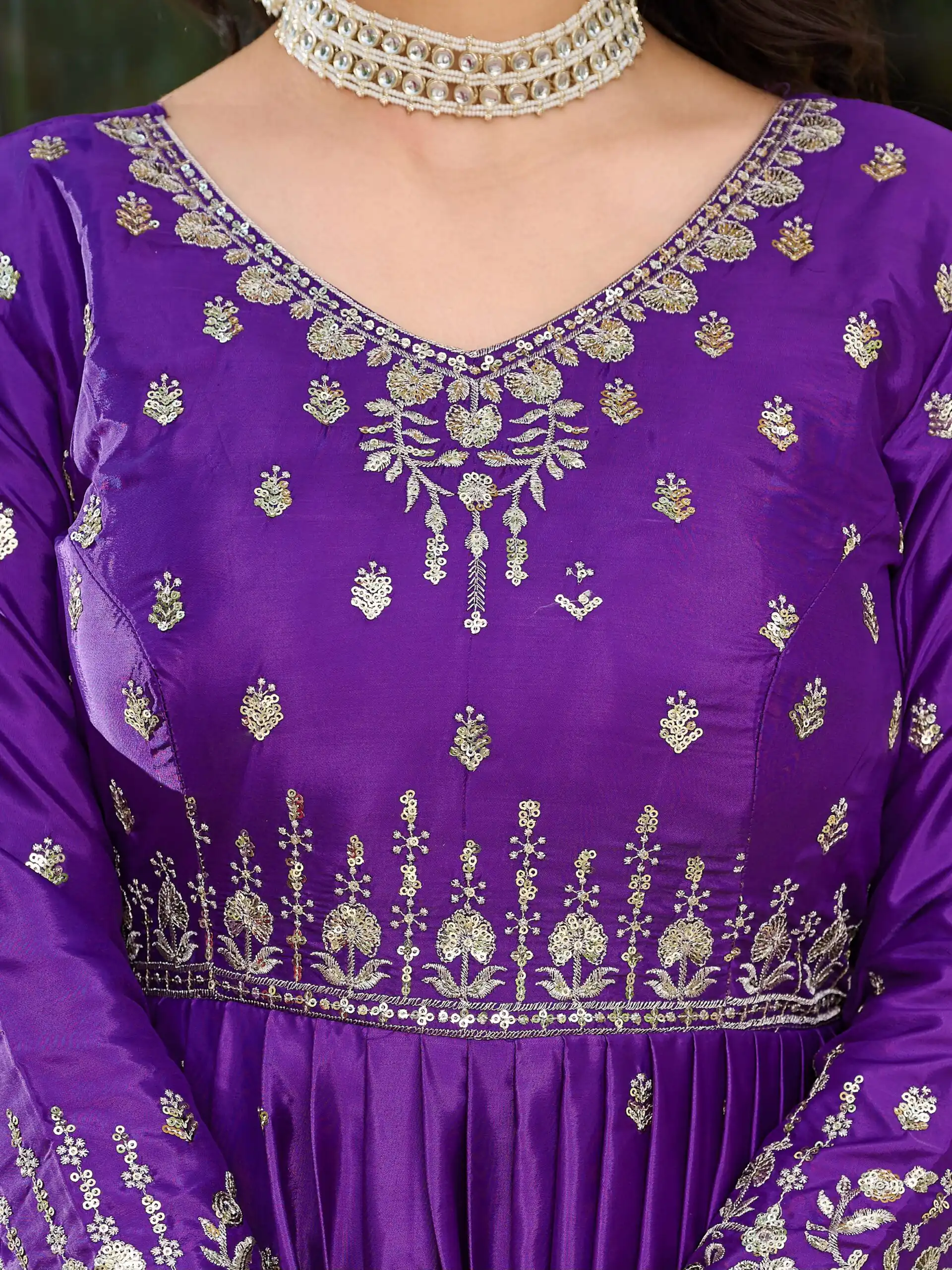 SP 12 Purple in American Silk Sequins Work & Thread Embroidery Gown . Introductory Price ₹2399. Delivery 4-6 Working Days. Shop now. | Gowns, Bollywood Gowns, Creative Gowns, Designer Gowns, Embroidered Gowns, Party Wear Gowns