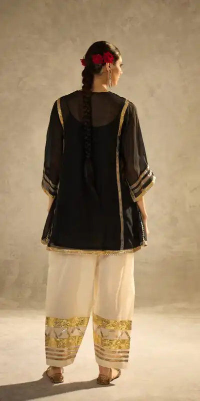 ST 1169 Black Black Chinon Salwar Suit with Gotta Patti Work. Available at ₹1849 only. Delivery 4-6 Working Days. Shop now. | Jump Suits, Salwar suit, Designer Suits, Casual Suits, Creative suits, Palazzo Suits, Party Wear Suits, Patiala Suits, Straight Suits