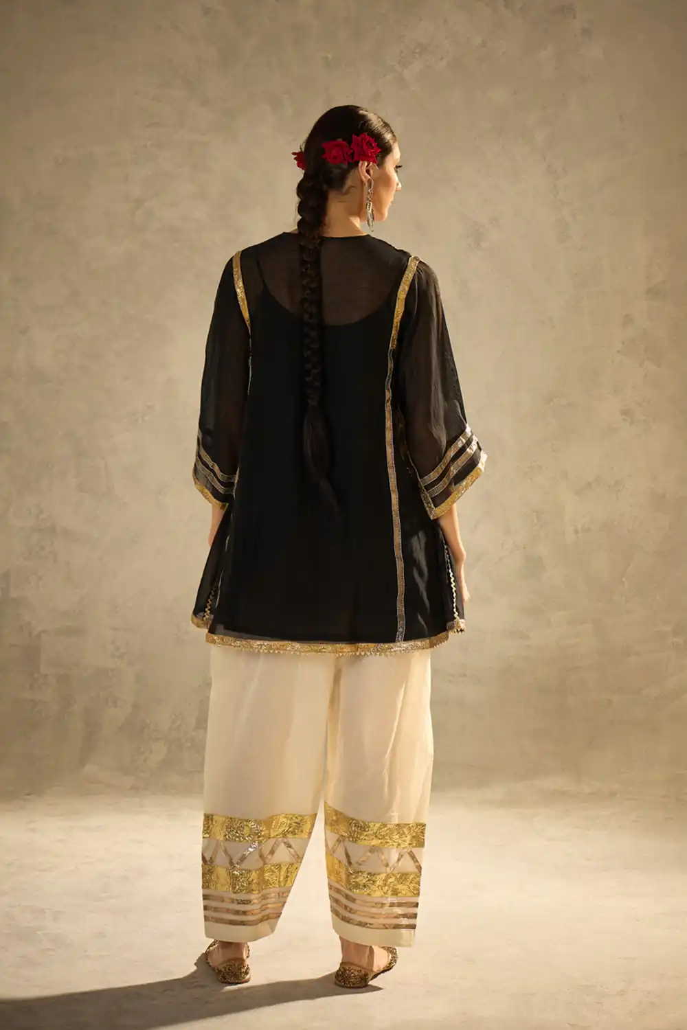 ST 1169 Black Black Chinon Salwar Suit with Gotta Patti Work. Available at ₹1849 only. Delivery 4-6 Working Days. Shop now. | Jump Suits, Salwar suit, Designer Suits, Casual Suits, Creative suits, Palazzo Suits, Party Wear Suits, Patiala Suits, Straight Suits
